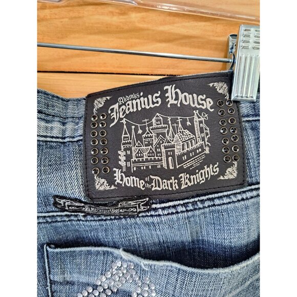 Vtg 90's Akademiks Denim Jeans Rhinestone Embellished Pockets Baggy Men's 44 - Picture 2 of 15